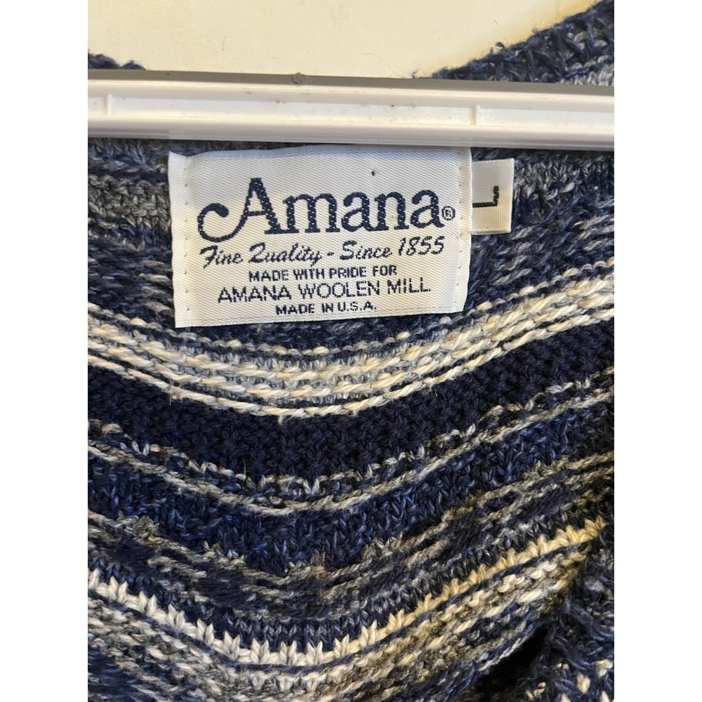 VTG Amana Woolen Mill Knit Fair Isle Vest Women's Large Blue Ornate Buttons - Picture 4 of 7